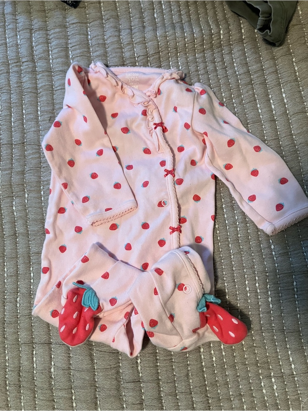 NEW Carter's Light Pink Strawberry Footed One-Piece